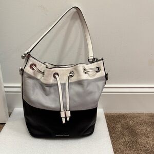 Michael Michael Kors Dottie bucket bag in color block gray white black
